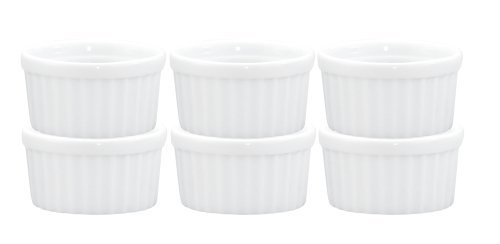 HIC Porcelain 10-Ounce Deep Souffle Dish, Set of Six