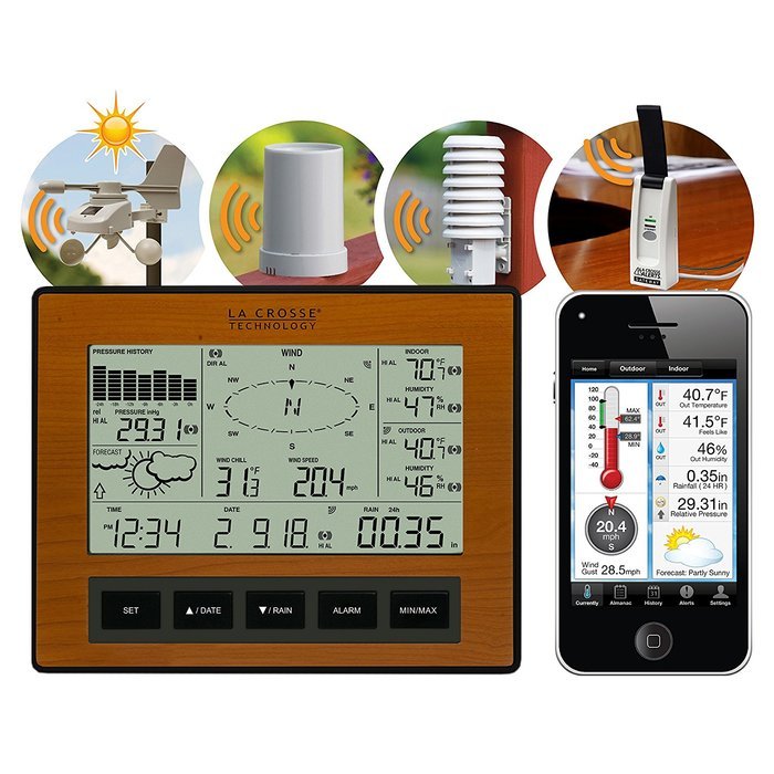 La Crosse Technology WS-2816CH-IT Professional Weather Center, Cherry Finish N4