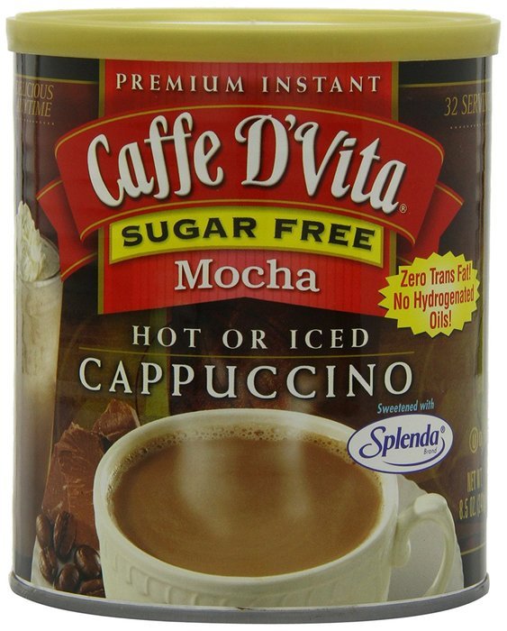 Caffe D'Vita Sugar Free Mocha Instant Cappuccino, 8.5-Ounce Canisters (Pack of 6) N3