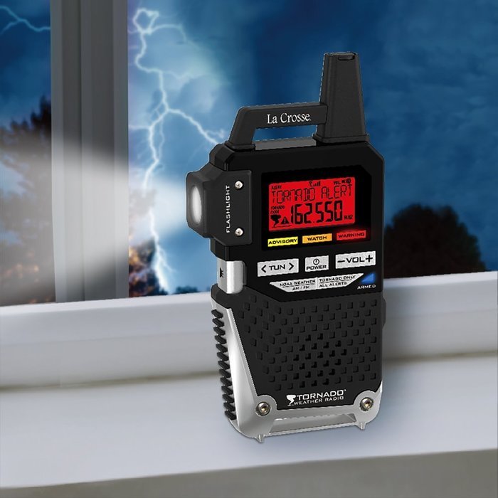 La Crosse Technology 810-163TWR NOAA/AM/FM Weather Alert Radio with One Button Alert for Tornado Only