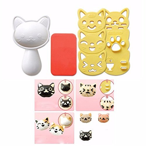 "4Pcs/Set PP Kawaii Cat Rice Mold Sushi Egg Chocolate DIY Kitchen Tool" shopping