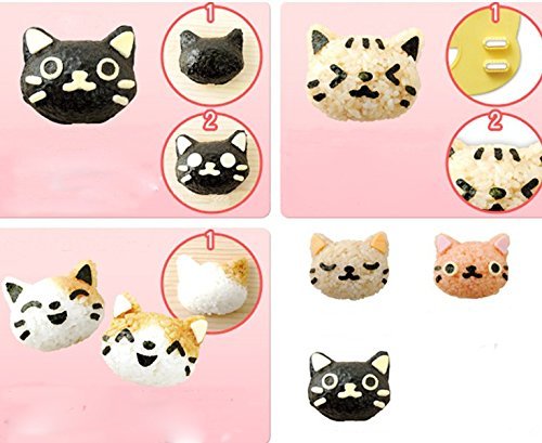 "4Pcs/Set PP Kawaii Cat Rice Mold Sushi Egg Chocolate DIY Kitchen Tool" shopping N2