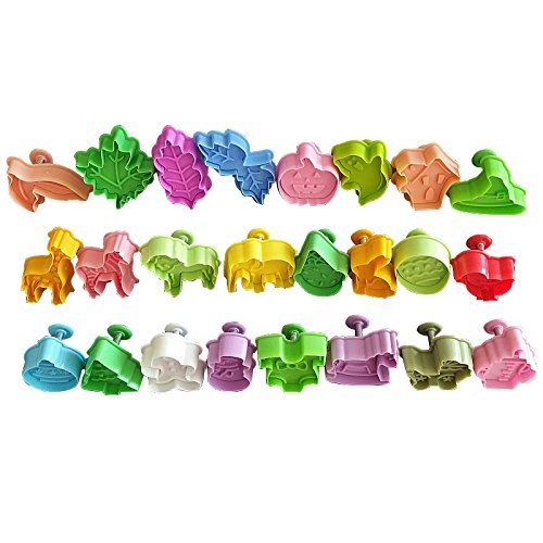 Joinor 24pcs Baking Pie Cookie Cutter Fondant Sugarcraft Cake Decorating Plunger Cutter Molds N3