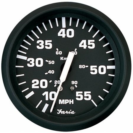 Faria Beede Instruments 32810 4 in. Euro Black Speedometer - 55MPH Mechanical