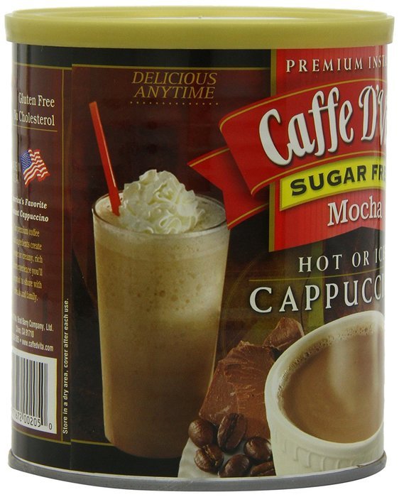 Caffe D'Vita Sugar Free Mocha Instant Cappuccino, 8.5-Ounce Canisters (Pack of 6) N7