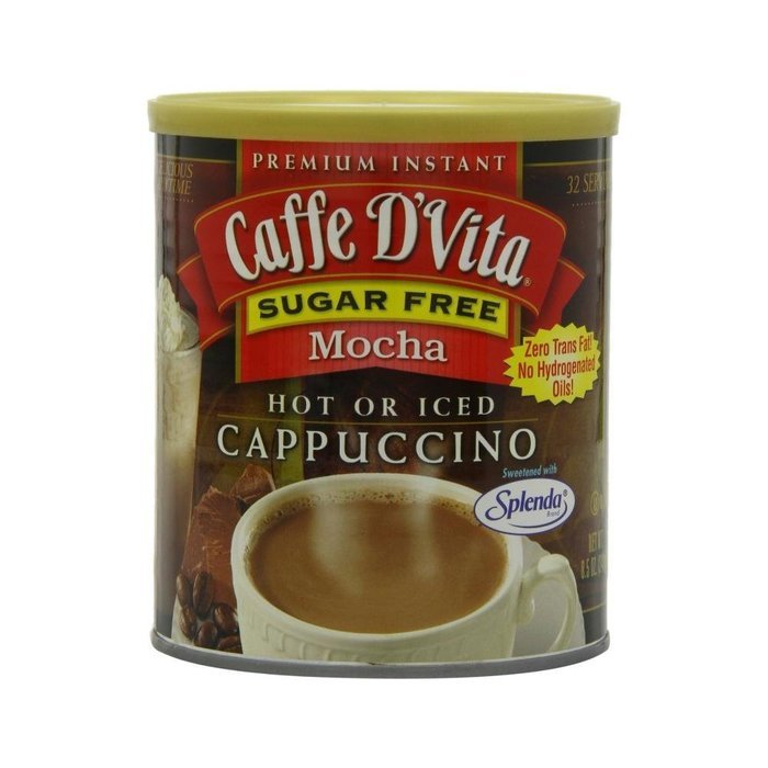 Caffe D'Vita Sugar Free Mocha Instant Cappuccino, 8.5-Ounce Canisters (Pack of 6) N10