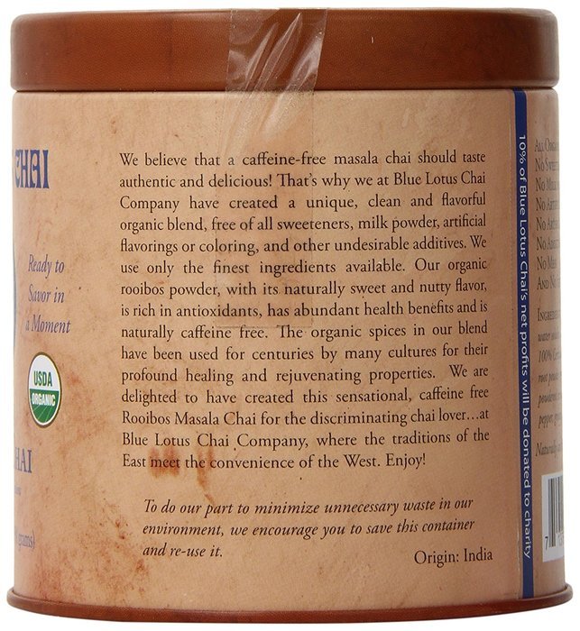 1 X Blue Lotus Rooibos Masala Chai - 2oz Tin (65 cups) N4