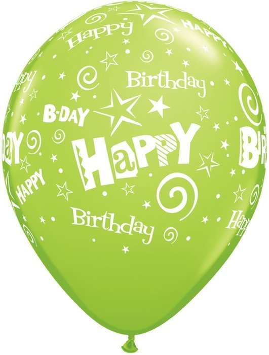 Pioneer Balloon Company 50 Count Birthday Stars & Swirls Latex Balloon, 11", Assorted N3