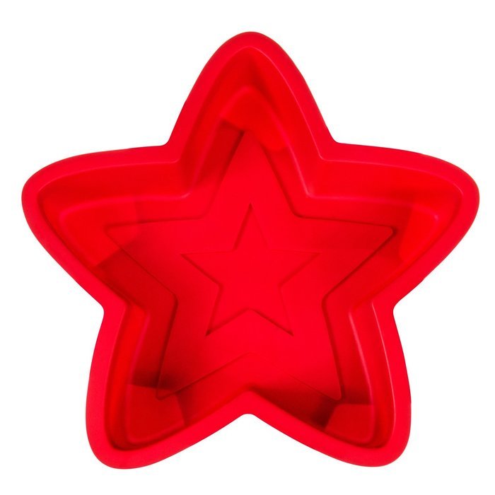 Kitchen Haven Silicone Cake Pan Mold for Christmas Baking and Novelty Shapes, Star, Red 9 inch, Single N2