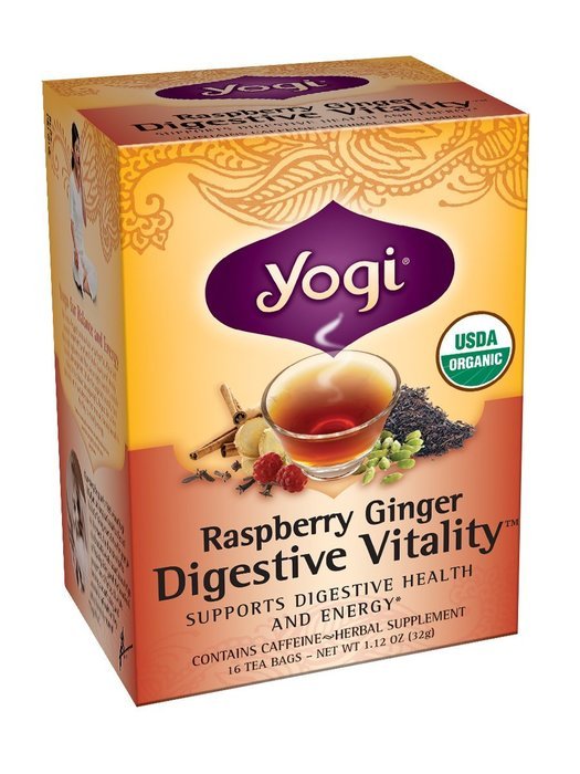 Yogi Tea Raspberry Ginger Digestive Vitality, 16 Count (Pack of 6) N3