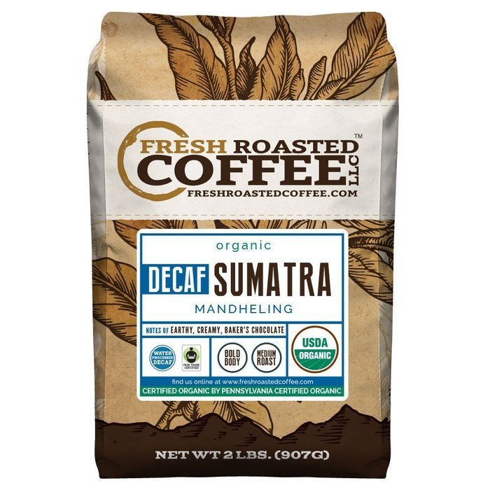 Sumatra Decaf Organic Fair Trade Coffee, Whole Bean, Mountain Water Processed Decaf Coffee, Fresh Roasted Coffee...