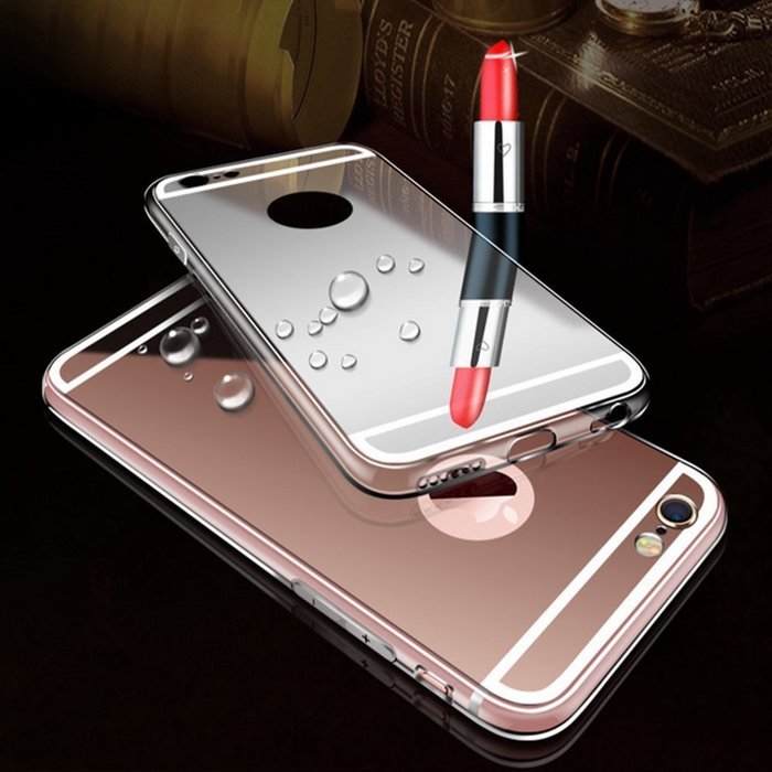 iPhone 7 Plus Glass Mirror Silver Case-Auroralove Luxury Bling Diamond Makeup Case Soft Slim Glass Mirror Case... N4