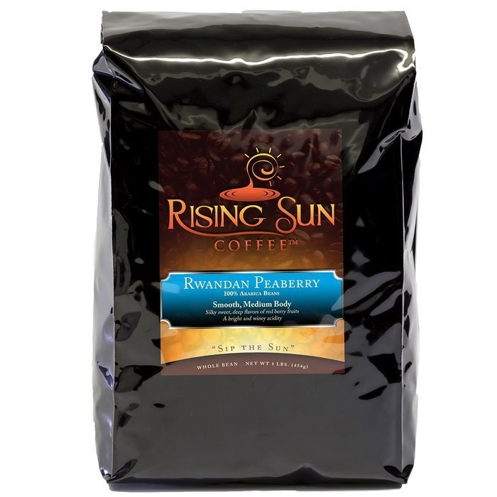 Rising-Sun Rwanda Peaberry, Roasted Coffee Bean - 1 Pound N3