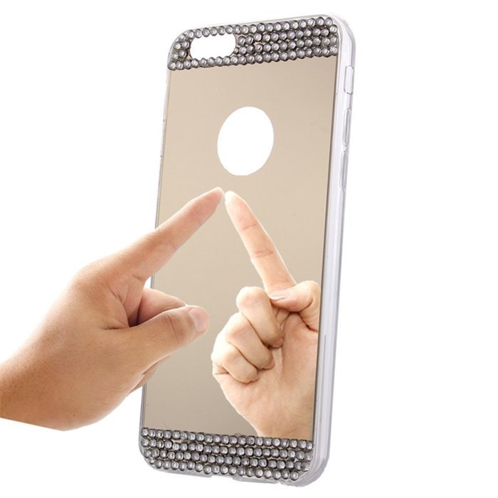 iPhone 7 Plus Glass Mirror Silver Case-Auroralove Luxury Bling Diamond Makeup Case Soft Slim Glass Mirror Case... N9