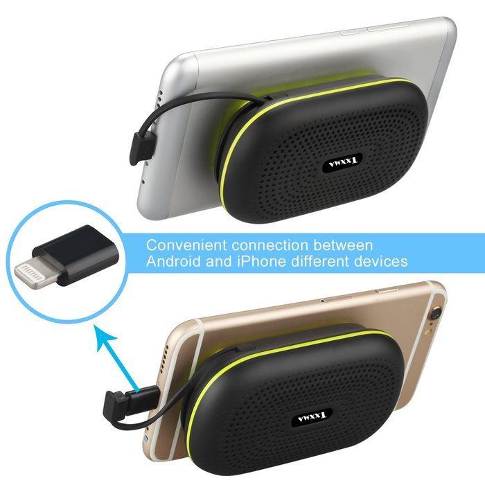 TXXMA Ultra-Portable Speakers With Power Bank & Phone Holder, 12 hours Continuous Playtime with HD Sound (Black） N2