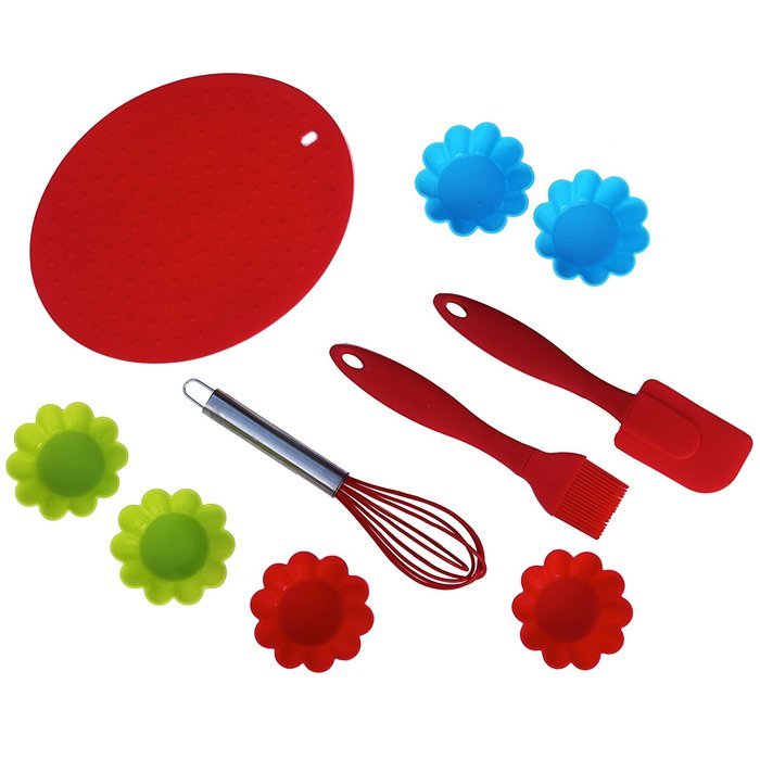 10-pc Premium Silicone Cupcake Baking Set & Decorating Set. Cooking Essentials girls & boys. Montessori Materials...