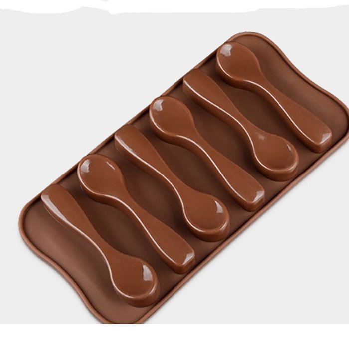 Dalakin 6-Spoon Shape Cake Mold Silicone Chocolate Decorating Baking Mould N3
