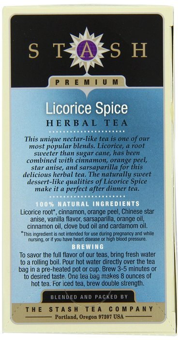Stash Tea Licorice Spice Herbal Tea, 20 Count Tea Bags in Foil (Pack of 6) N7