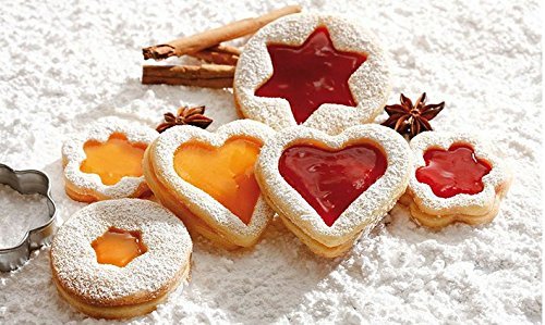Astra shop 6-Piece Classic Linzer Cookie Cutter Set, Red N4