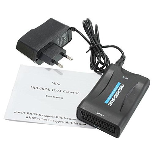 BephaMart 1080P MHL HDMI to SCART Composite Video Converter Stereo Audio Adapter HD For TV DVD N5