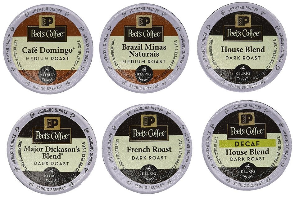 New! 30 K-cup Peets Coffee Sampler Variety Pack *WITH DECAF* (2014 Brazil Minas Naturais, Cafe Domingo, House...