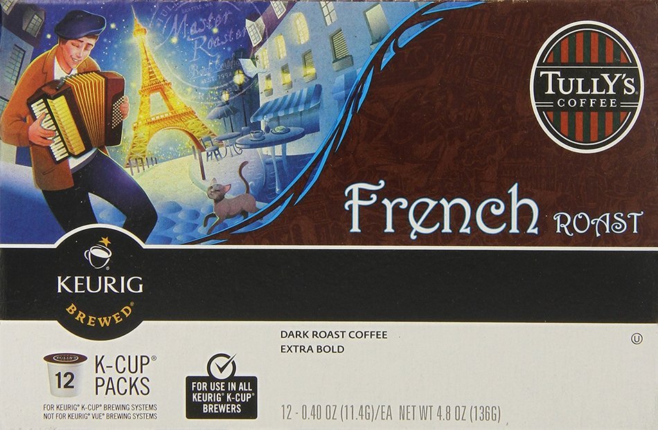 Tullys Coffee Dark Roast, French Roast, 12 ct K, Cups for Keurig Brewers N2