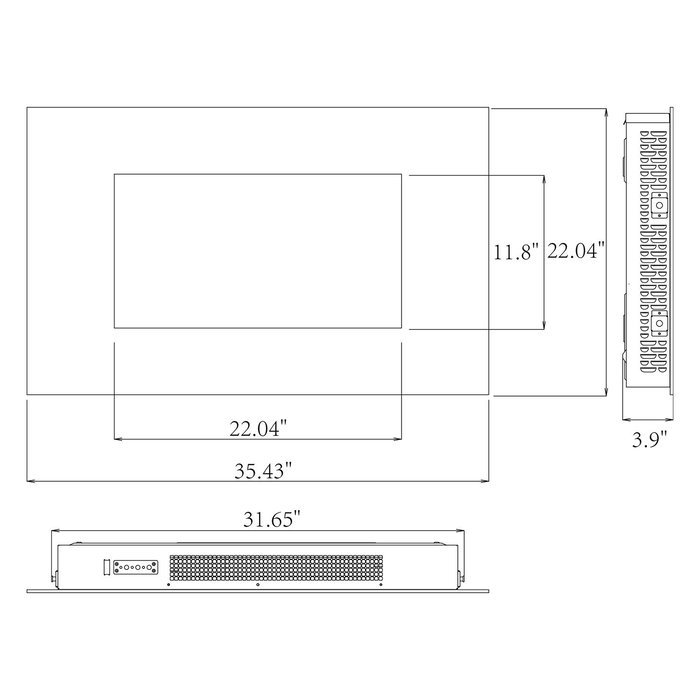 Golden Vantage 36" Wall Mount Electric Bedroom Heater Tempered Glass Fireplace w/ 3D Flame Log Set & Remote Control N2