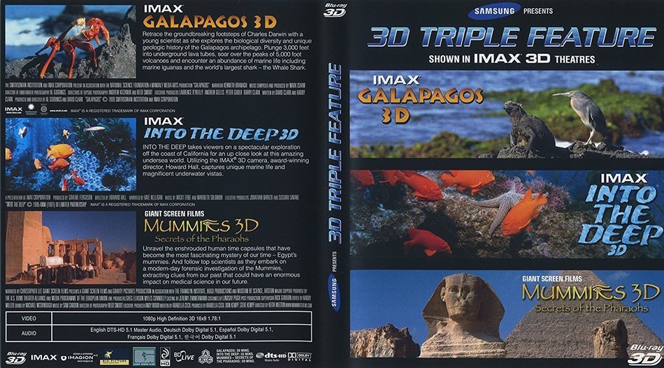 Samsung IMAX 3D Triple Feature: Galapagos, into The Deep, Mummies: Secrets of the Pharaohs Blu-Ray Player
