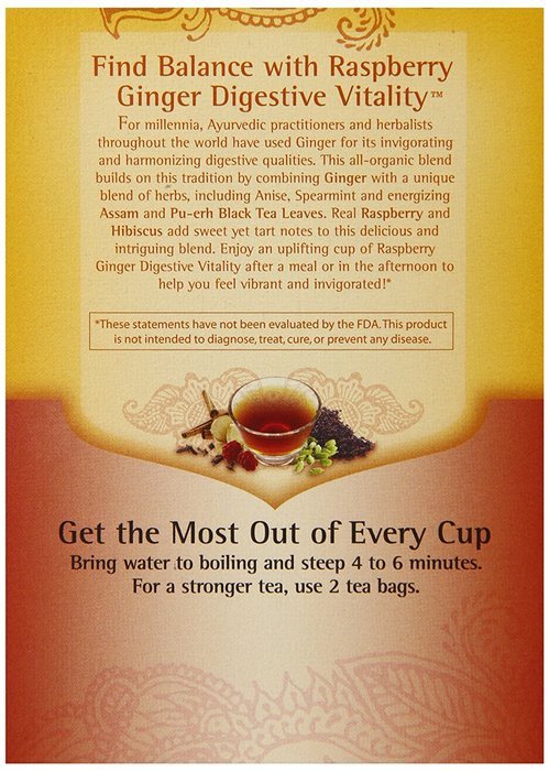 Yogi Tea Raspberry Ginger Digestive Vitality, 16 Count (Pack of 6) N4
