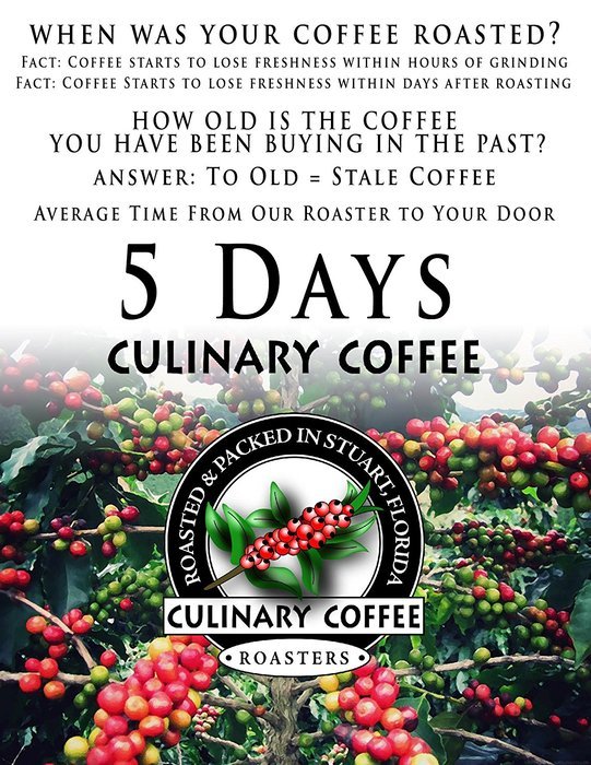 Culinary Coffee Roasters- Medium Roasted, Whole Bean Coffee, 5-pound Bag Amazon Special 100% Satisfaction Guaranteed! N2
