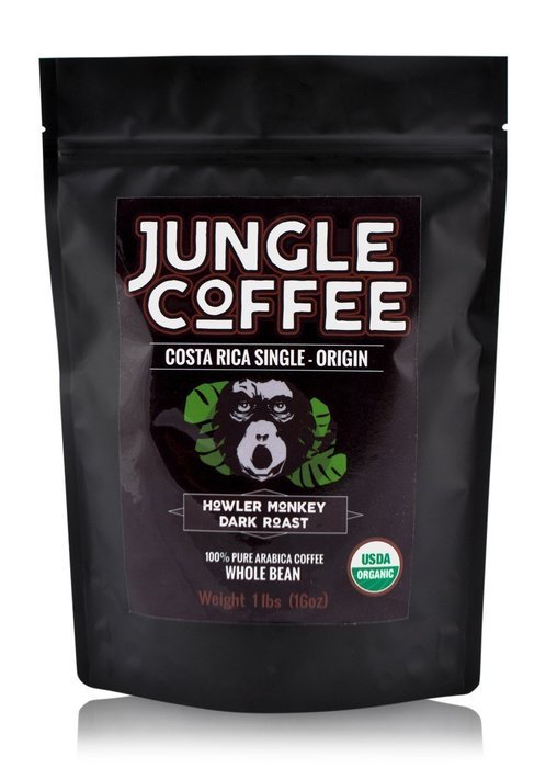 Jungle Coffee Beans | Costa Rican Organic Dark Roast Whole Bean (1 lb) - Gourmet Best Coffee Beans 1 Pound Fresh... N6