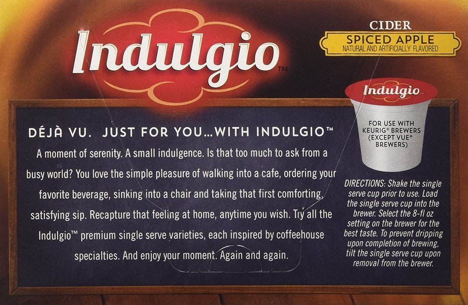 Indulgio Spiced Apple Cider Single Serve for Keurig K-Cup Brewers, 12 Count (Pack of 6) N8