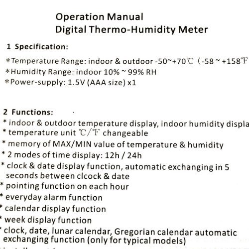 BestDealUSA Digital Clock/Week Auto In/Out Temperature / Humidity Thermo-Humidity Meter N6