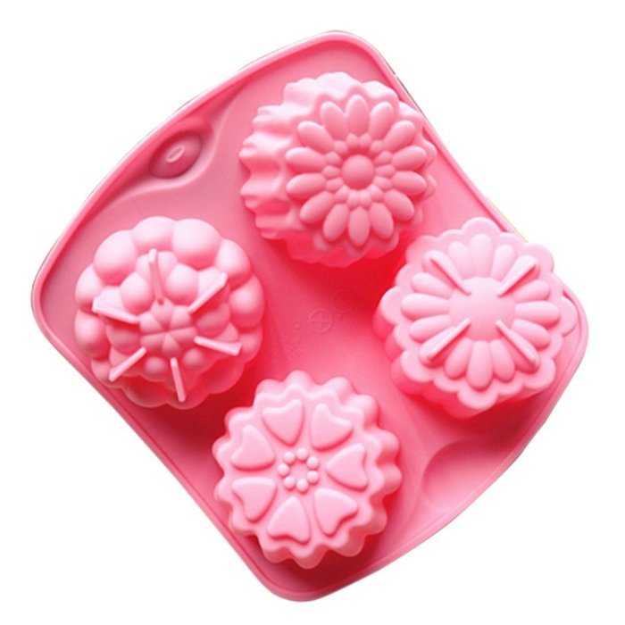 Seedan Silicone Baking Cups Cake Pan Muffin Tin Handmade Biscuit Chocolate Ice Cube Tray DIY Mold (Flower, Red... N15