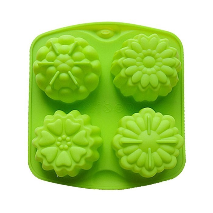 Seedan Silicone Baking Cups Cake Pan Muffin Tin Handmade Biscuit Chocolate Ice Cube Tray DIY Mold (Flower, Red... N17