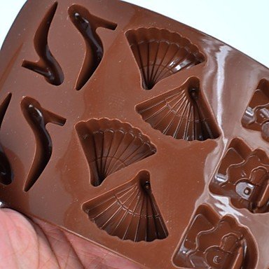 QINF 14 Holes With Silicone Oven Baked Chocolate Cake Mold Silicone Mold (High-Heeled Shoes, Fans, Bags)