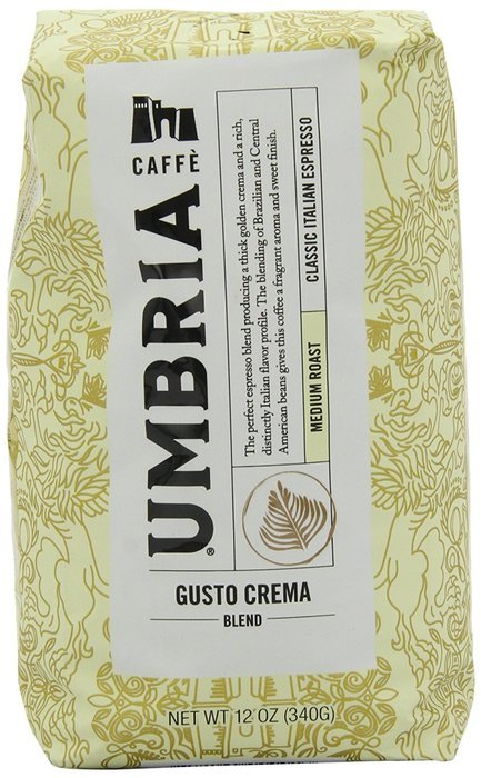 Caffe Umbria Gusto Crema Blend, Medium Roast 12 Ounce Bag