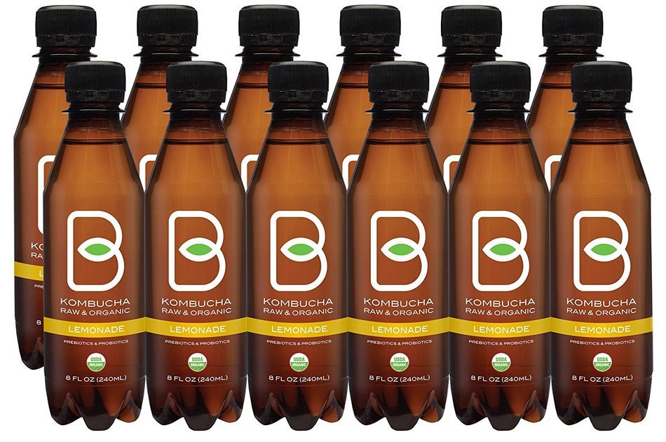 B-tea Kombucha Raw Organic Tea, Only 2g of Sugar, Probiotics & Prebiotic, Kosher, Original, Green Tea, Lemon Balm... N19