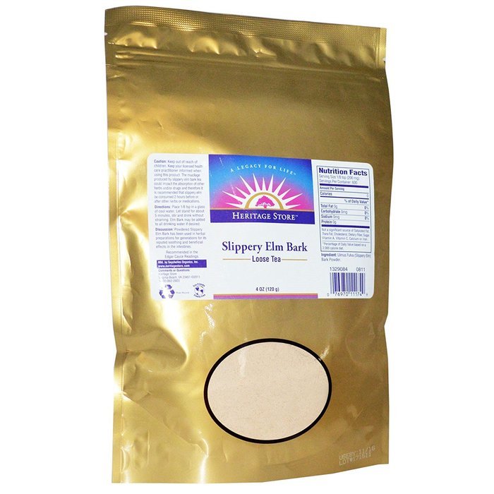 Heritage Slippery Elm Bark Nutritional Supplement Powder, Loose Tea, 4ounce