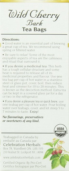 Celebration Herbals - Wild Cherry Bark Tea, Caffeine Free - 24 Count