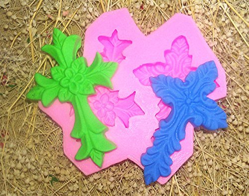 Design 266 2pcs Retro Cross Silicone 3D Fondant Cake Mold ,Cake Decoration Tool,Food Grade Material N2