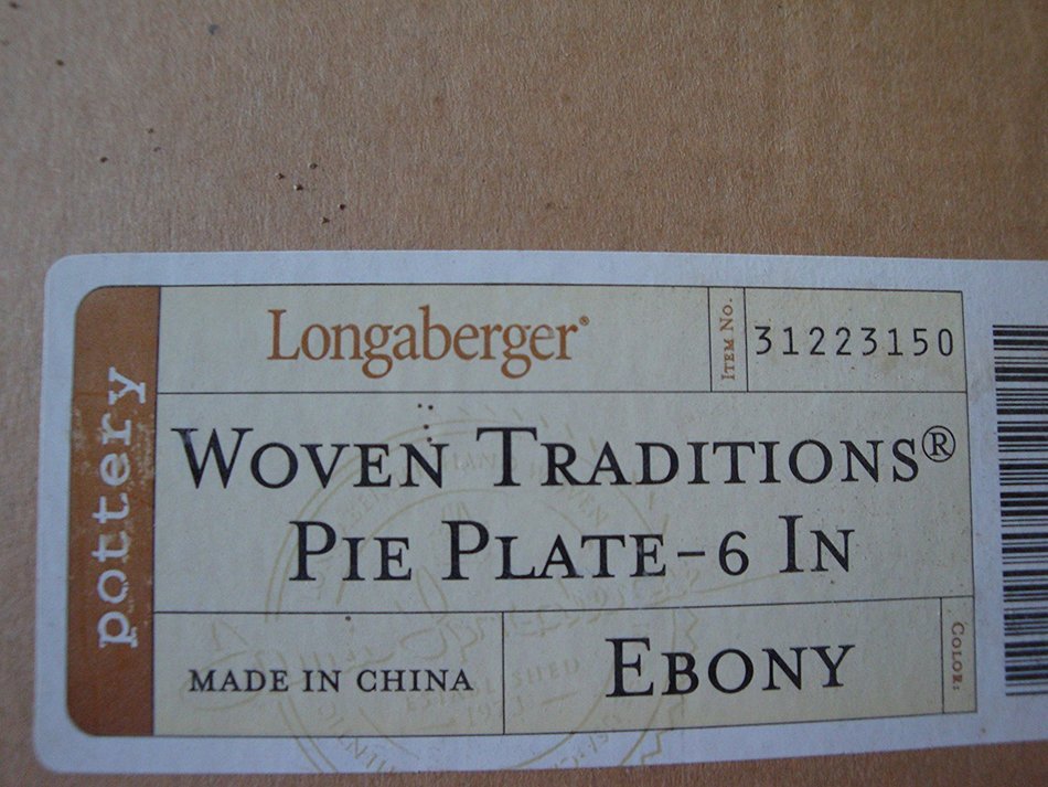Longaberger Woven Traditions Pie Plate - 6 Inches - Ebony N2