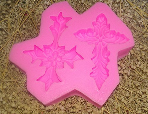 Design 266 2pcs Retro Cross Silicone 3D Fondant Cake Mold ,Cake Decoration Tool,Food Grade Material N3
