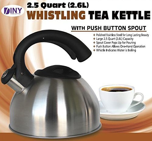 Whistling Tea Kettle Polished Stainless Steel Classic Design N3