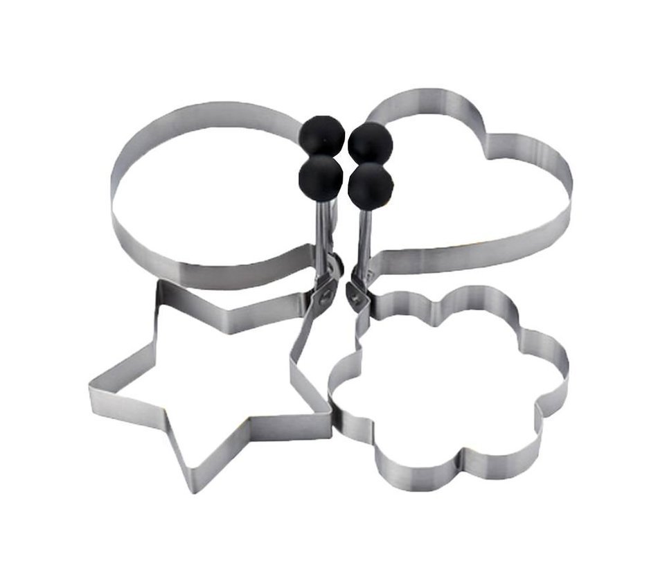 4 PCs Egg Mold Stainless Steel Kids Breakfast/Lunch Sandwich/Cookie Mold [E] N2
