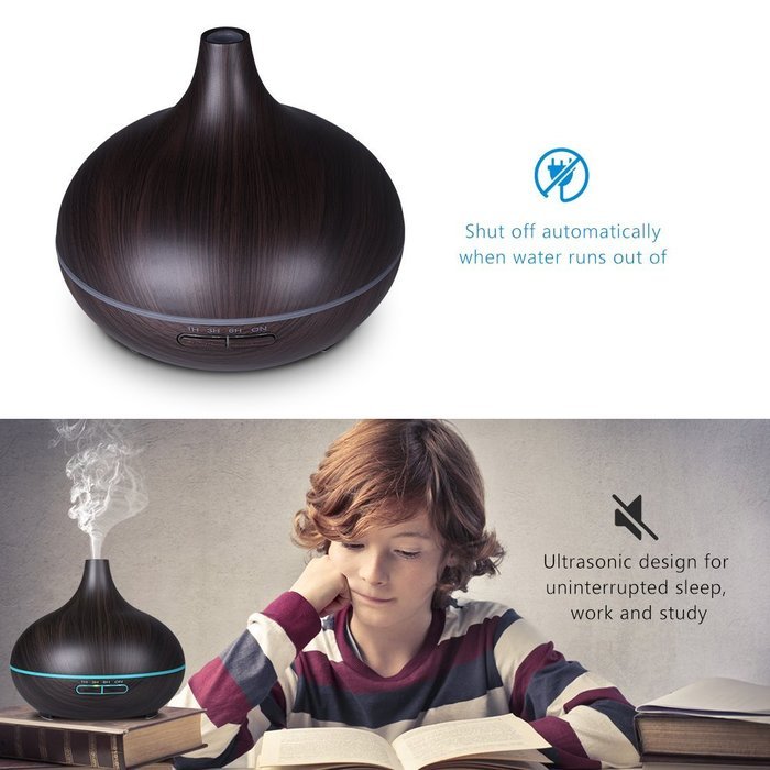 VicTsing Essential Oil Diffuser Humidifier, Wood Grain 300ml Ultrasonic Diffuser Cool Mist Humidifier for Home... N2