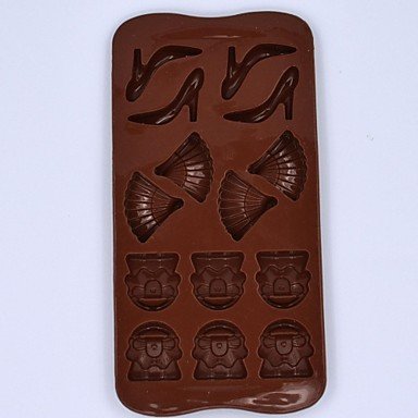 QINF 14 Holes With Silicone Oven Baked Chocolate Cake Mold Silicone Mold (High-Heeled Shoes, Fans, Bags) N3