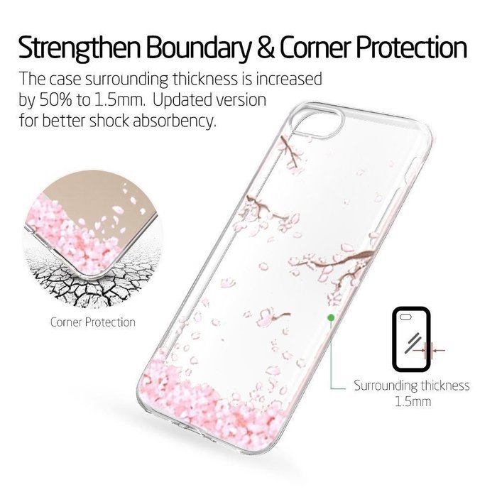 iPhone 7 Plus [5.5''] Case, JIAMY 3D Cherry Leaf Falling Print Cover Vogue Crystal Back Unique Ultraslim Thin... N3