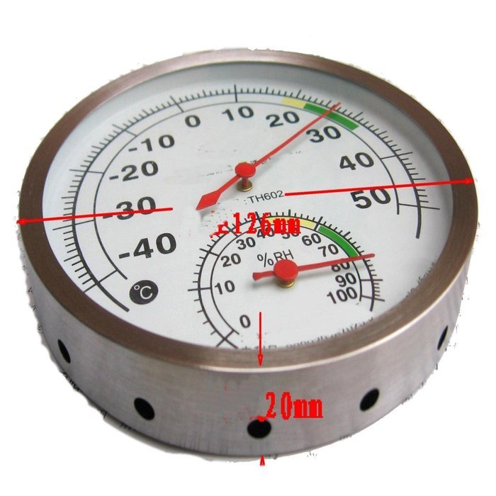 5" Dial Thermometer Hygrometer Stainless Steel Case Indoor Outdoor Thermo-hygrometer -40&deg;c~50&deg;c N4