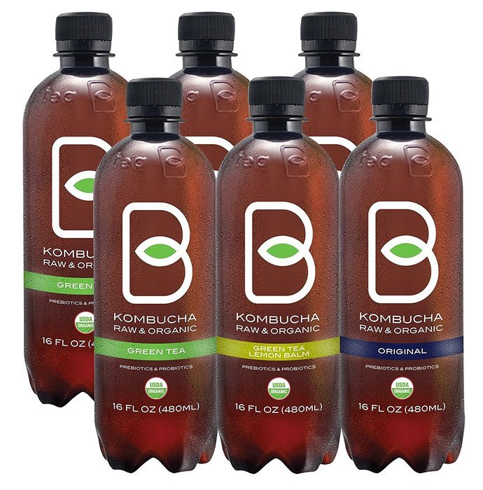 B-tea Kombucha Raw Organic Tea, Only 2g of Sugar, Probiotics & Prebiotic, Kosher, Original, Green Tea, Lemon Balm... N26